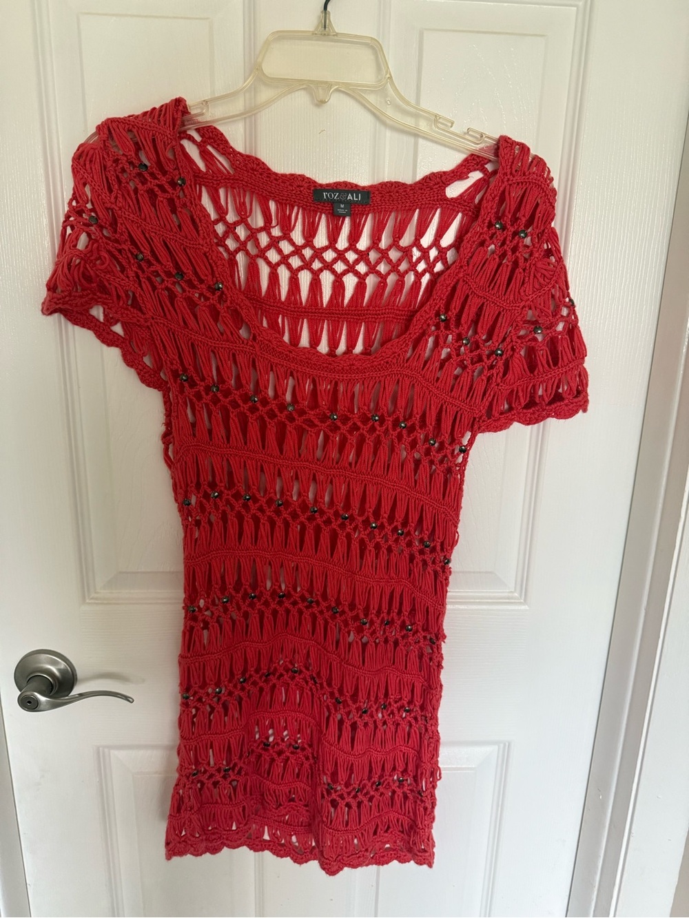 Roz & Ali Red Crochet Tunic Top